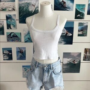 Ardene White Ribbed Tank Crop Top